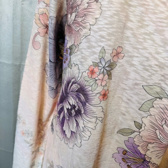 Cupio Purple and Cream Asymmetrical or Shark Bite Hem Long Sleeve Tunic Large - Picture 7 of 10